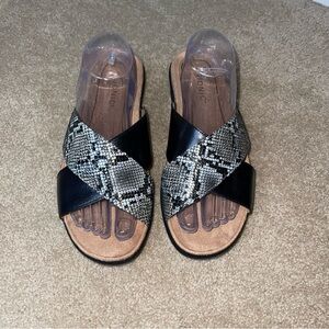 Vionic Black and Snake Print Sandals